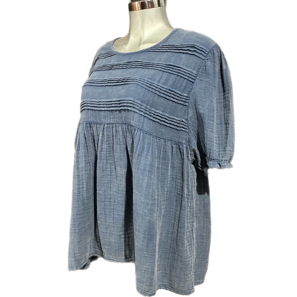 Simply Southern Dusty Blue Gauze Tunic Top